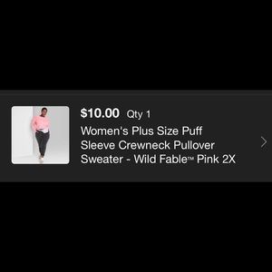 Women’s plus pullover puff sleeve pink sweater